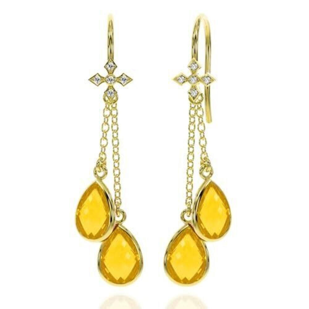 4799 Citrine Earrings in Pear Drop Dangle Shape - 18K Gold Vermeil